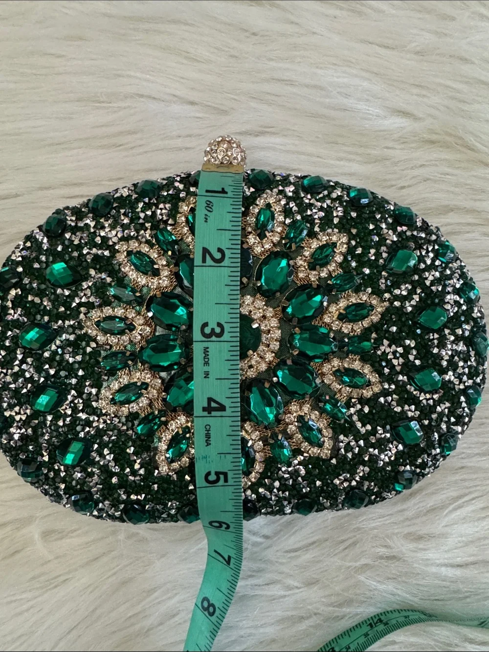 RAMLA Embellished Emerald Crystal Evening Clutch Crossbody Hand Bag